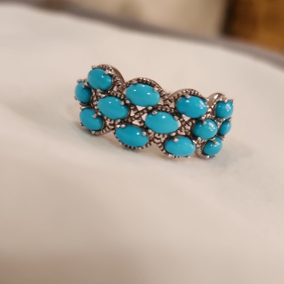 QVC Geniune Sleeping Beauty Turquoise & .925 Sterling Silver Ring - Picture 4 of 5